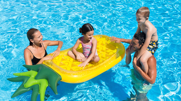 Family at the pool